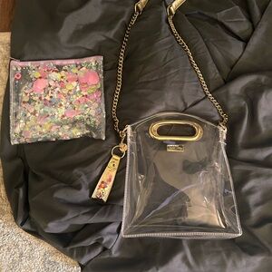 Clear Gold-Accented Handbag from packed party with pouch!